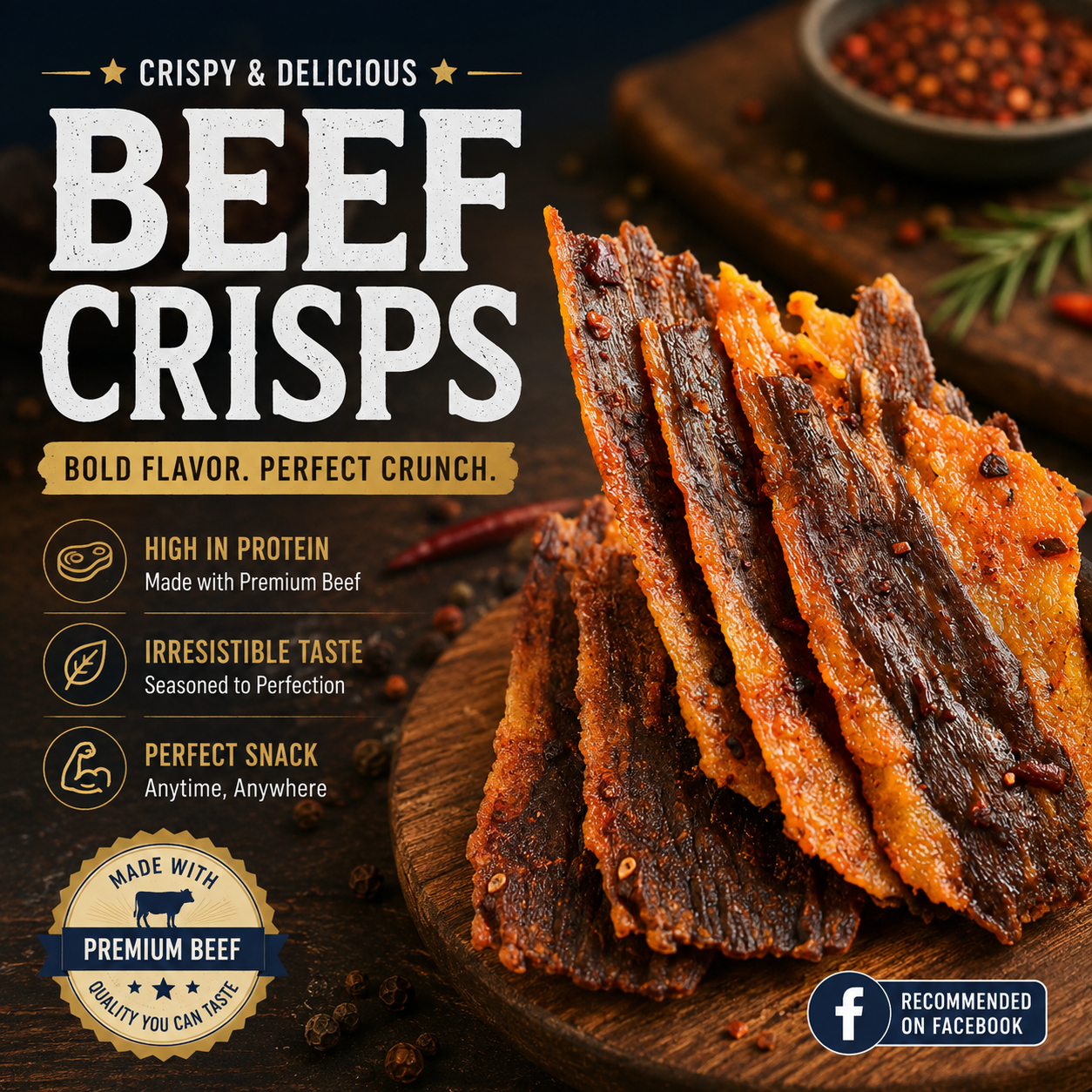 Premium Crispy Beef Bites – High-Protein Savory Snack-EDC