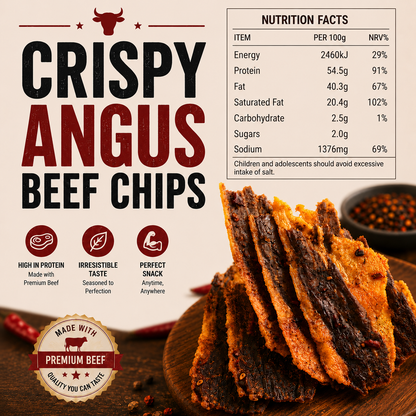 🐄 Angus Beef Crisps – Zero Fat, Zero Sugar, Zero Additives | High Protein Healthy Snack-EDC