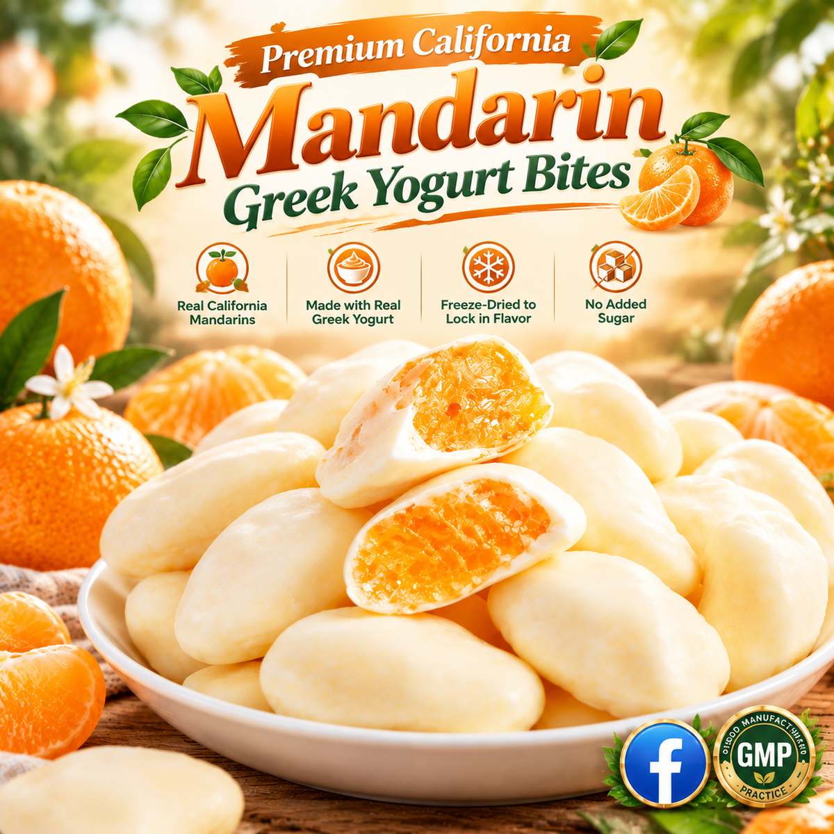 Premium California Mandarin Greek Yogurt Bites-WHM
