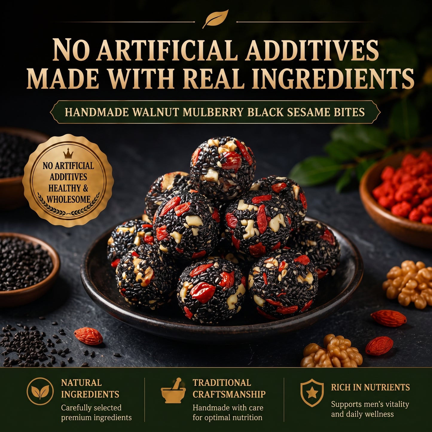 Black Sesame Power Bites: Ignite Your Male Vitality & Peak Performance-EDC