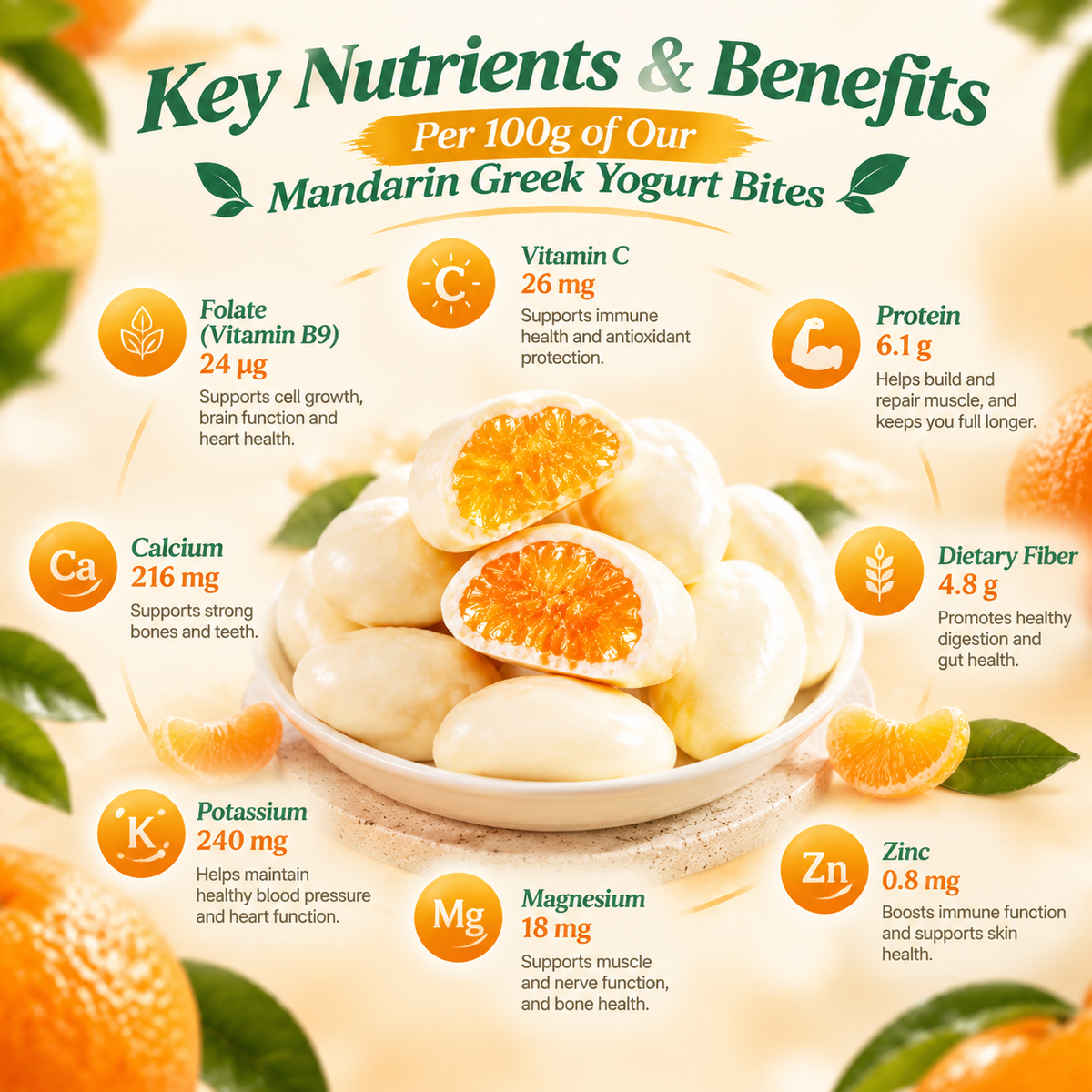 Premium California Mandarin Greek Yogurt Bites-WHM