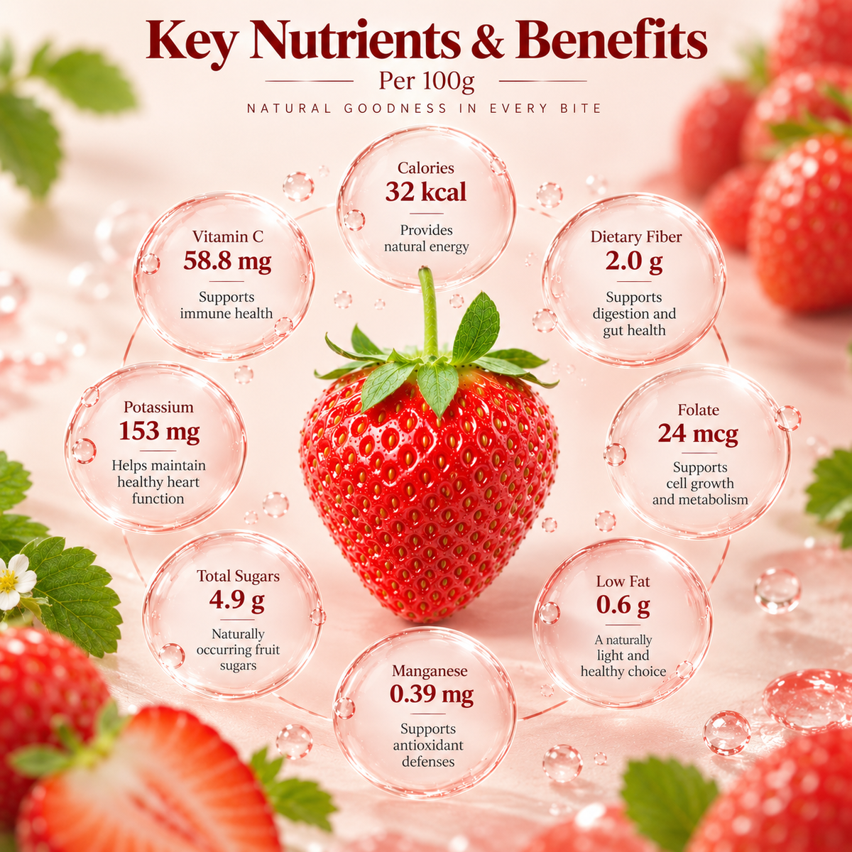 Premium Organic Dried Strawberries | No Sugar Added, Sulfite-Free | Naturally Sweet & Chewy | 100% Pure Fruit-WHM