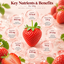 Premium Organic Dried Strawberries | No Sugar Added, Sulfite-Free | Naturally Sweet & Chewy | 100% Pure Fruit-WHM