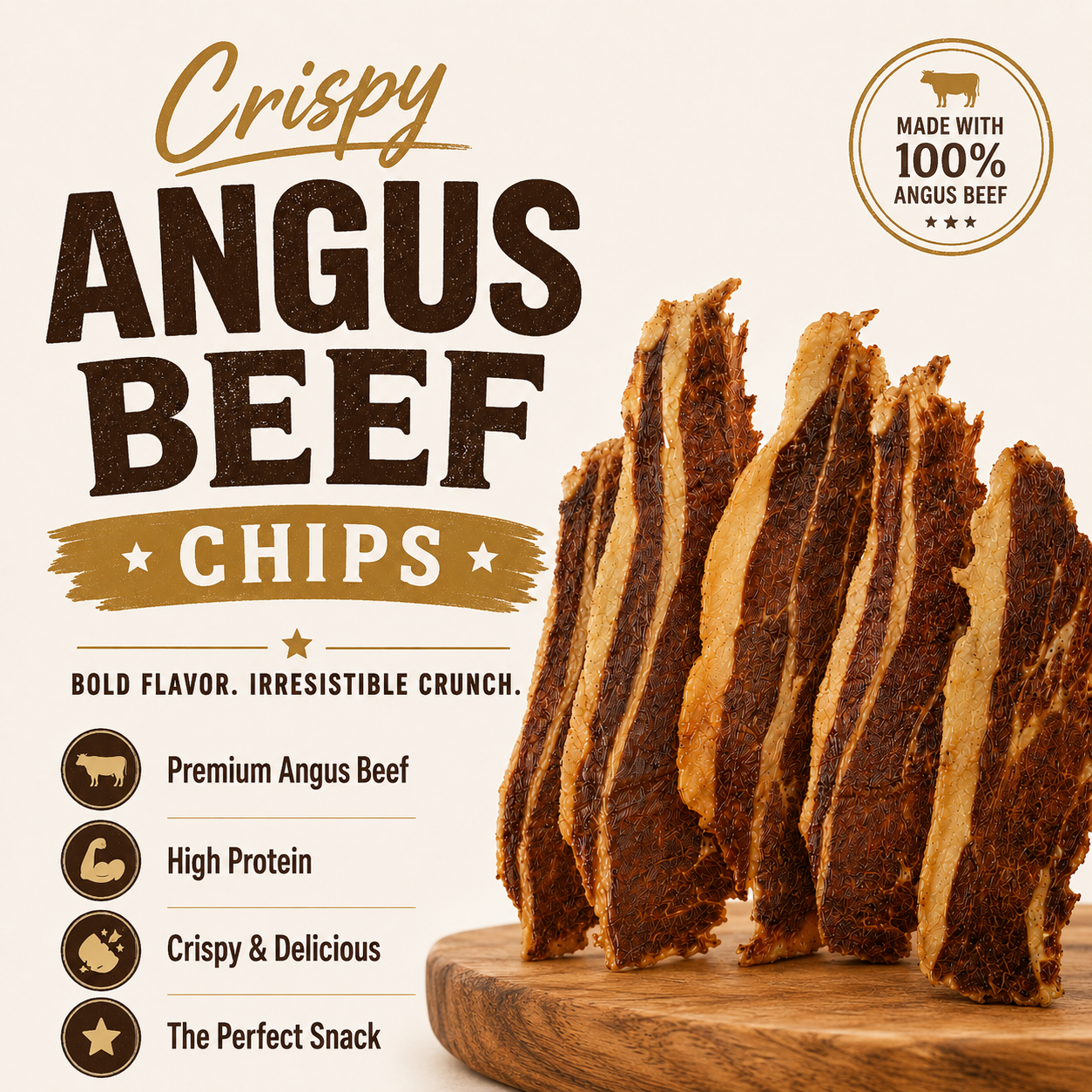 Crispy Angus Beef Chips-Premium Angus Beef-High Protein-Ultra Crispy-EDC