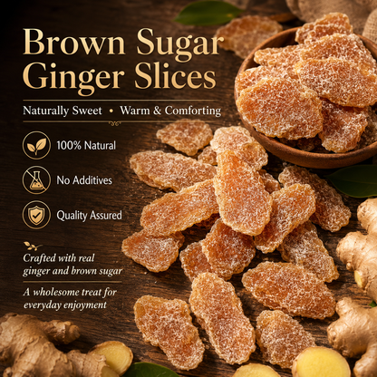 Natural additive-free herbal brown sugar ginger slices—caring for your health.-YOY