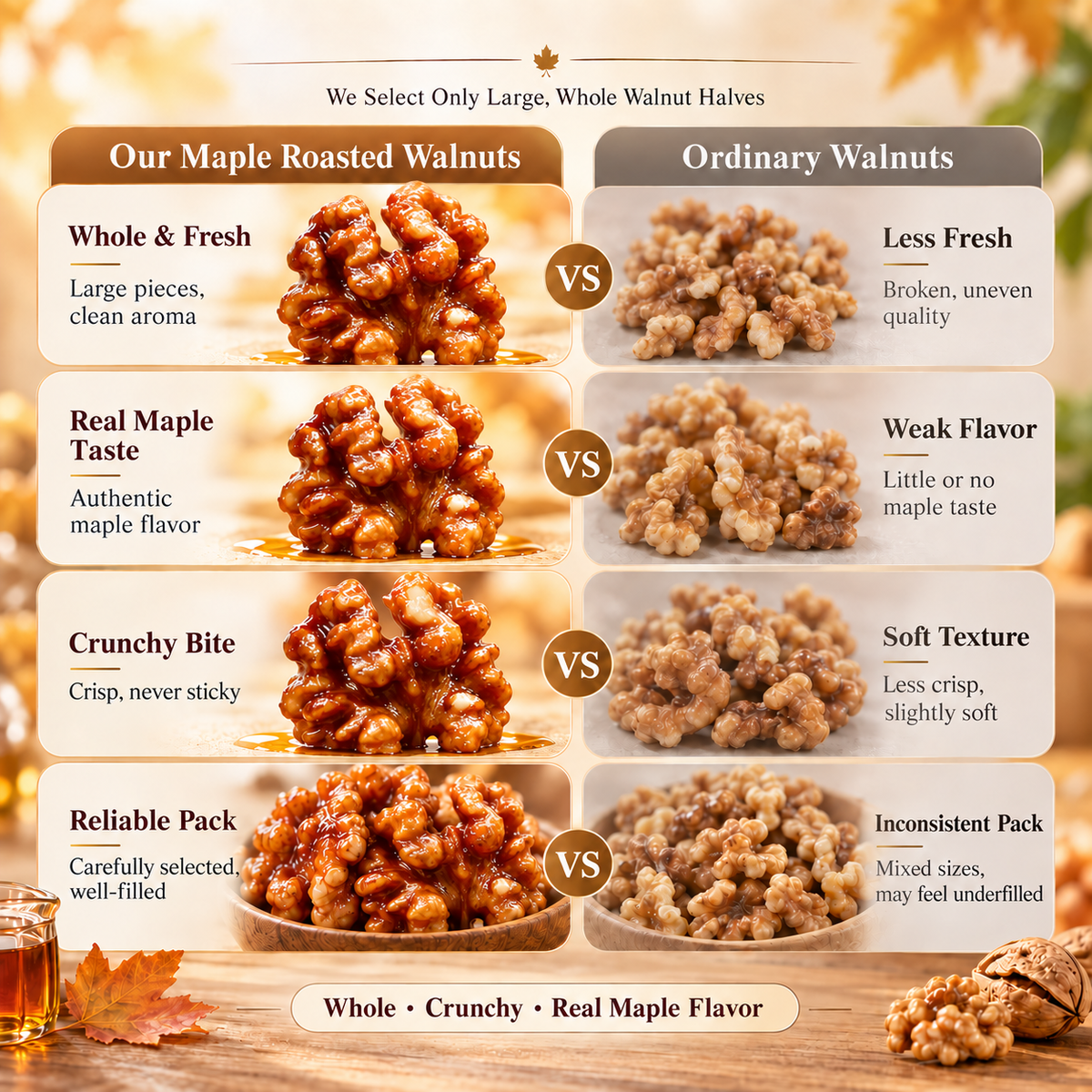 Premium Maple Roasted Walnuts – Crunchy & Freshly Roasted with Pure Maple Syrup | California Walnuts-WHM