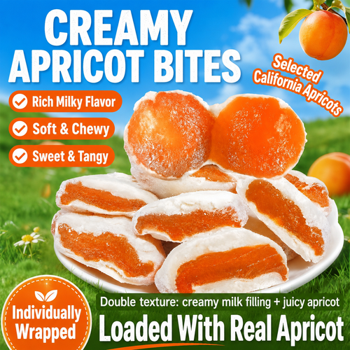 Creamy Apricot Bites - Soft & Chewy Milk-Filled California Apricot Snacks-EDC
