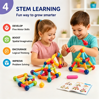 🧲 Magnetic Building Sticks for Kids - 3+ Age STEM Educational Toys