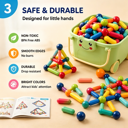 🧲 Magnetic Building Sticks for Kids - 3+ Age STEM Educational Toys