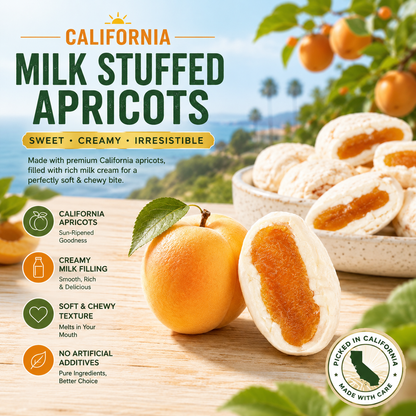 Creamy Apricot Bites - Soft & Chewy Milk-Filled California Apricot Snacks-EDC