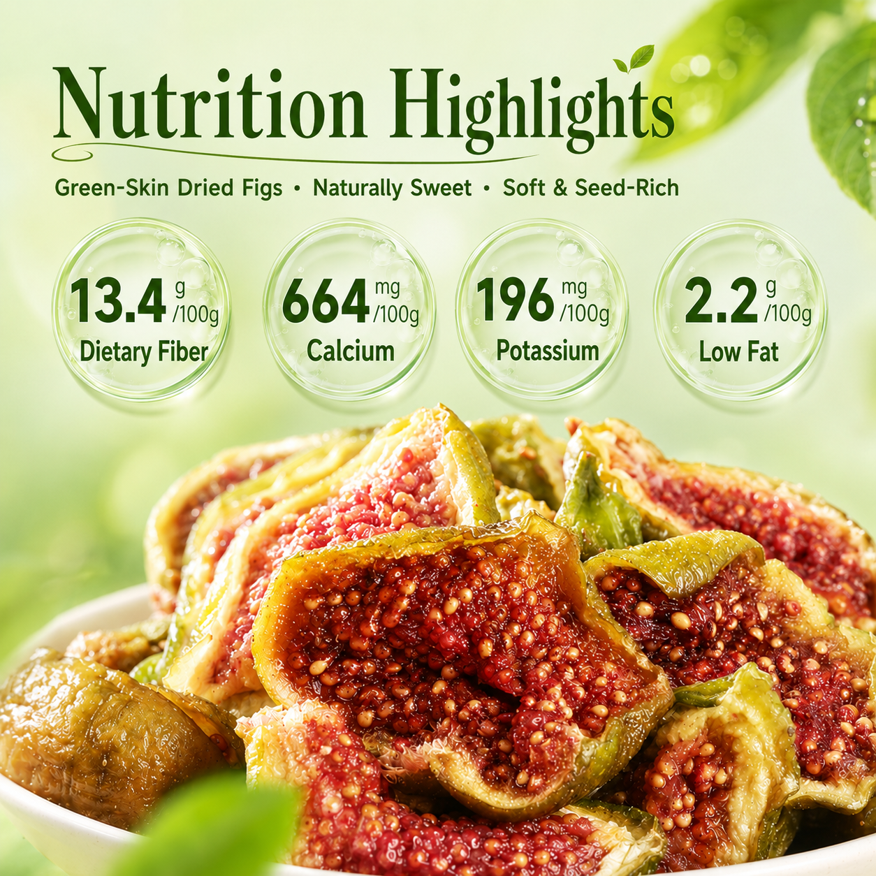 Natural Sun-Dried Fig Snacks | Cardiovascular & Heart Health Support | Daily Wellness-EDC