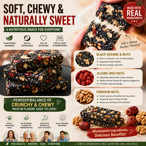 Naturally Sweet Black Sesame Snack Bars | Soft & Chewy • Packed with Nuts • Family Favorite-OKN