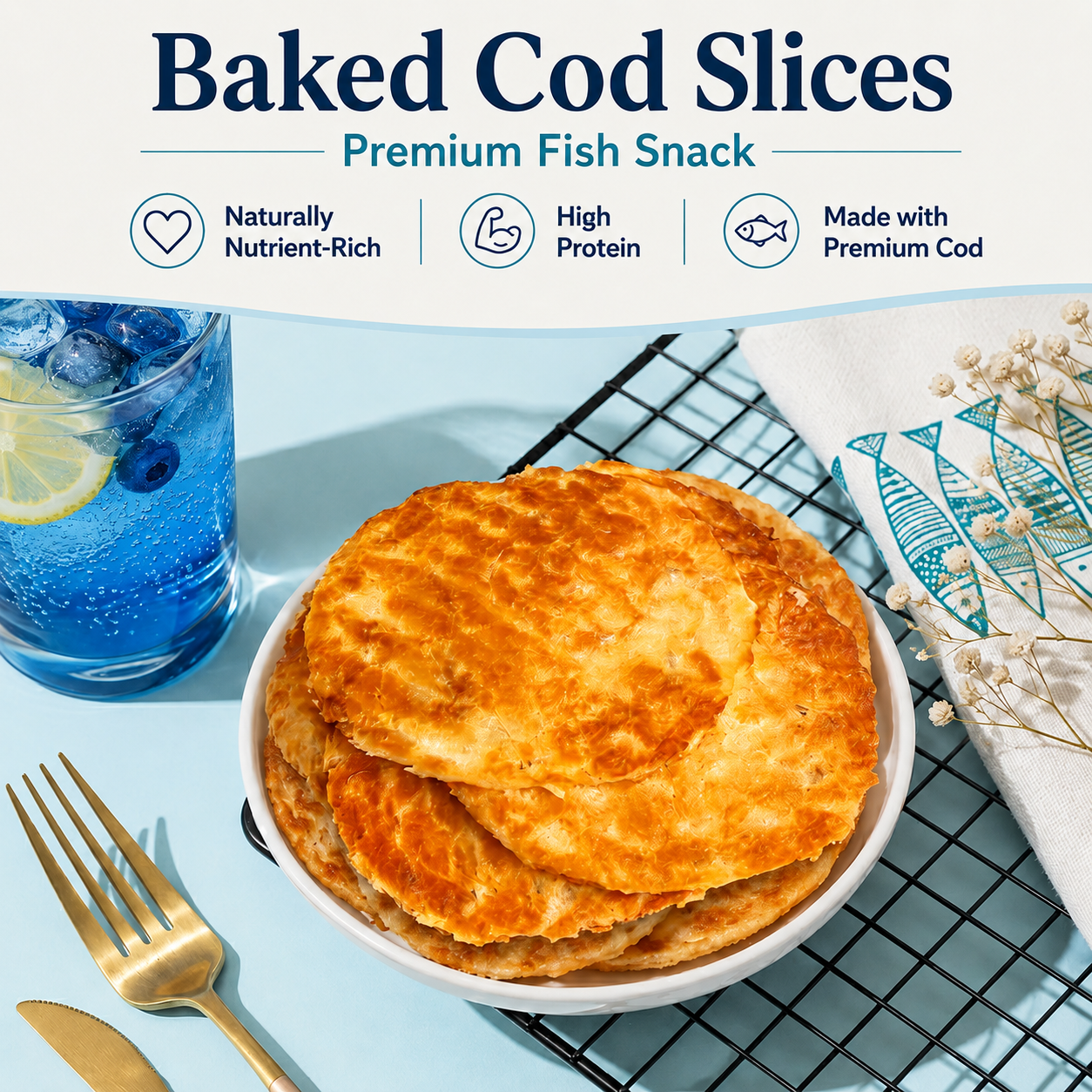 Baked Cod Slices:Crispy energy and pure protein from pristine waters——EDC