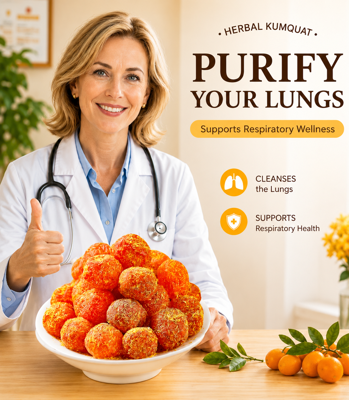 Pure Herbal Kumquat&Nature’s Daily Support for Clearer Lungs-EDC