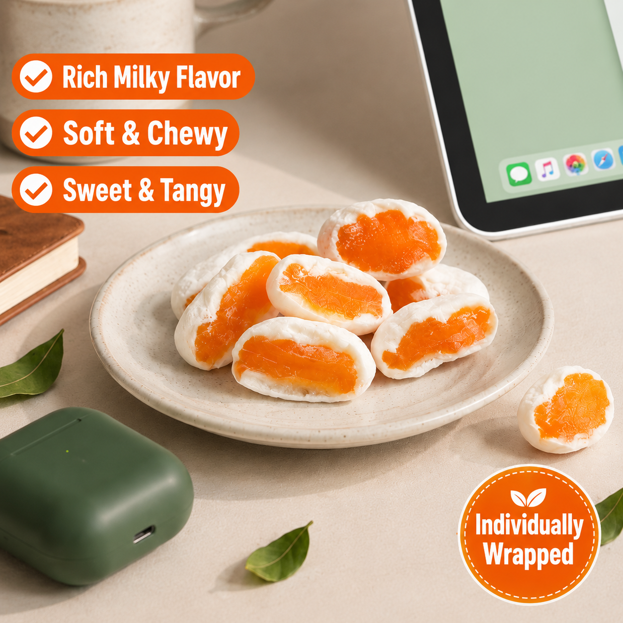 Soft & Chewy California Apricot Snacks with Creamy Milk Filling and Pure Ingredients-EDC
