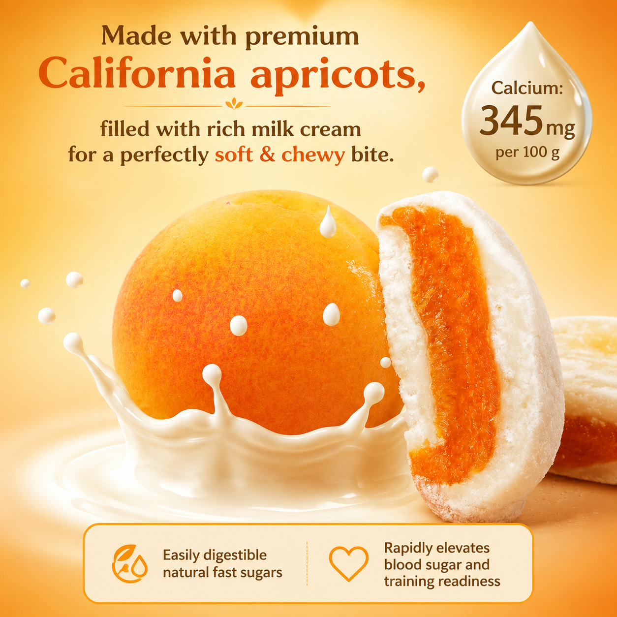 Soft & Chewy California Apricot Snacks with Creamy Milk Filling and Pure Ingredients-EDC