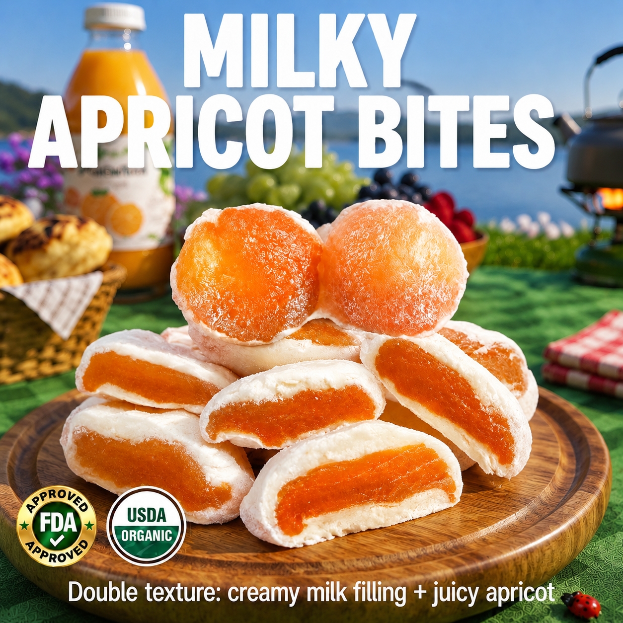 Soft & Chewy California Apricot Snacks with Creamy Milk Filling and Pure Ingredients-EDC