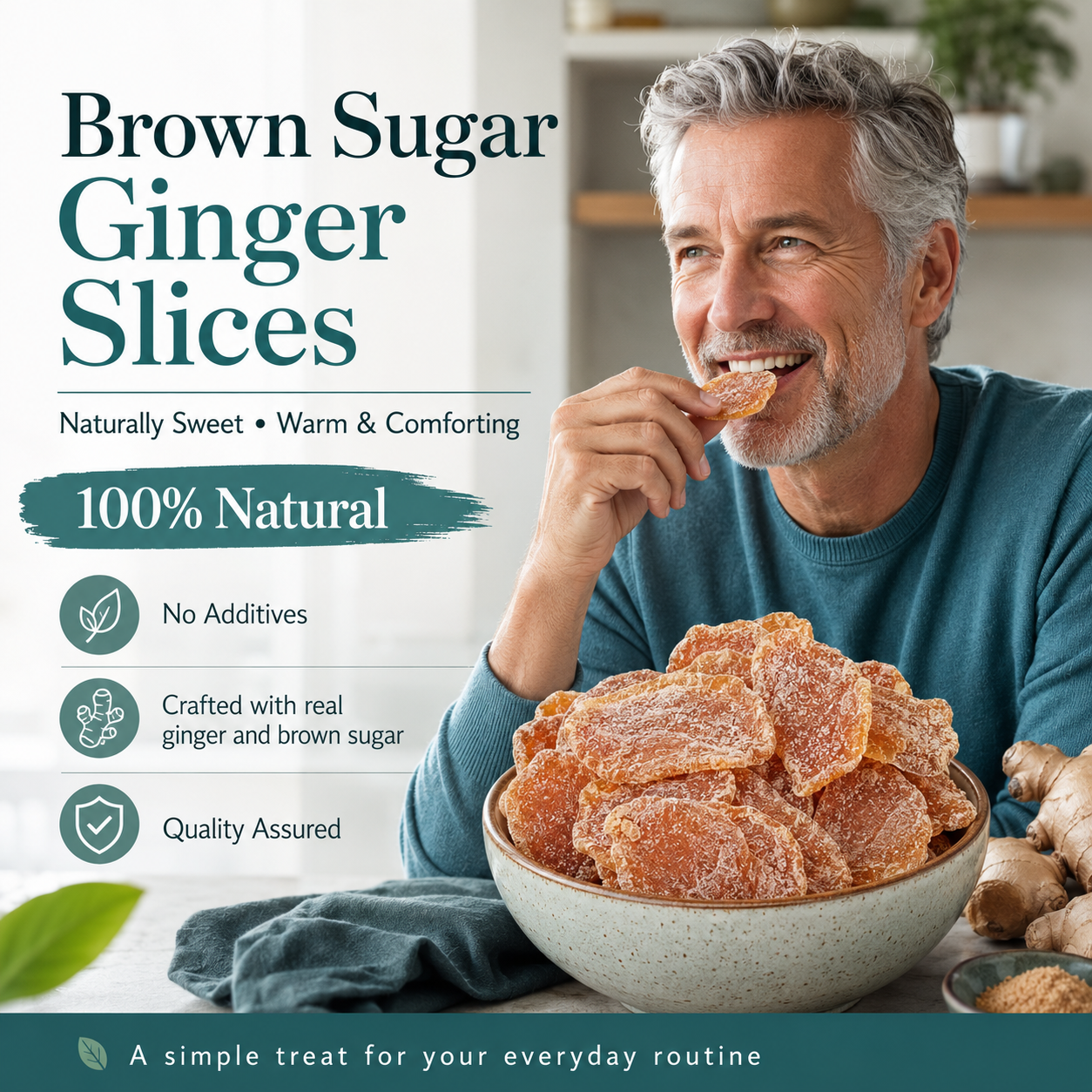 Natural additive-free herbal brown sugar ginger slices—caring for your health.-YOY