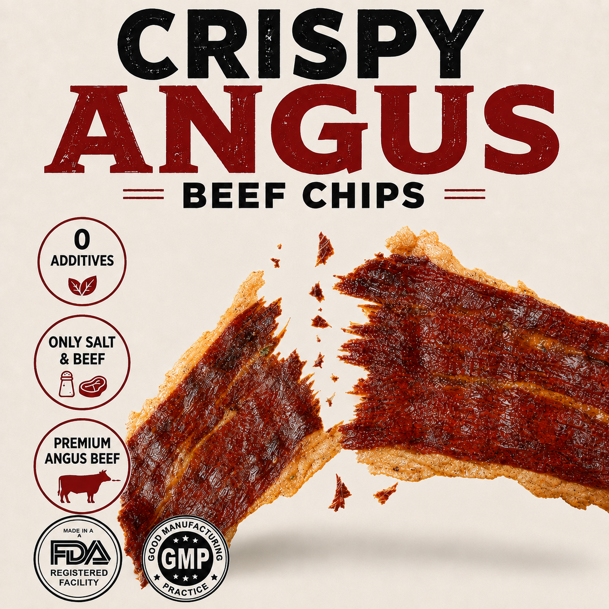 🐄 Angus Beef Crisps – Zero Fat, Zero Sugar, Zero Additives | High Protein Healthy Snack-EDC