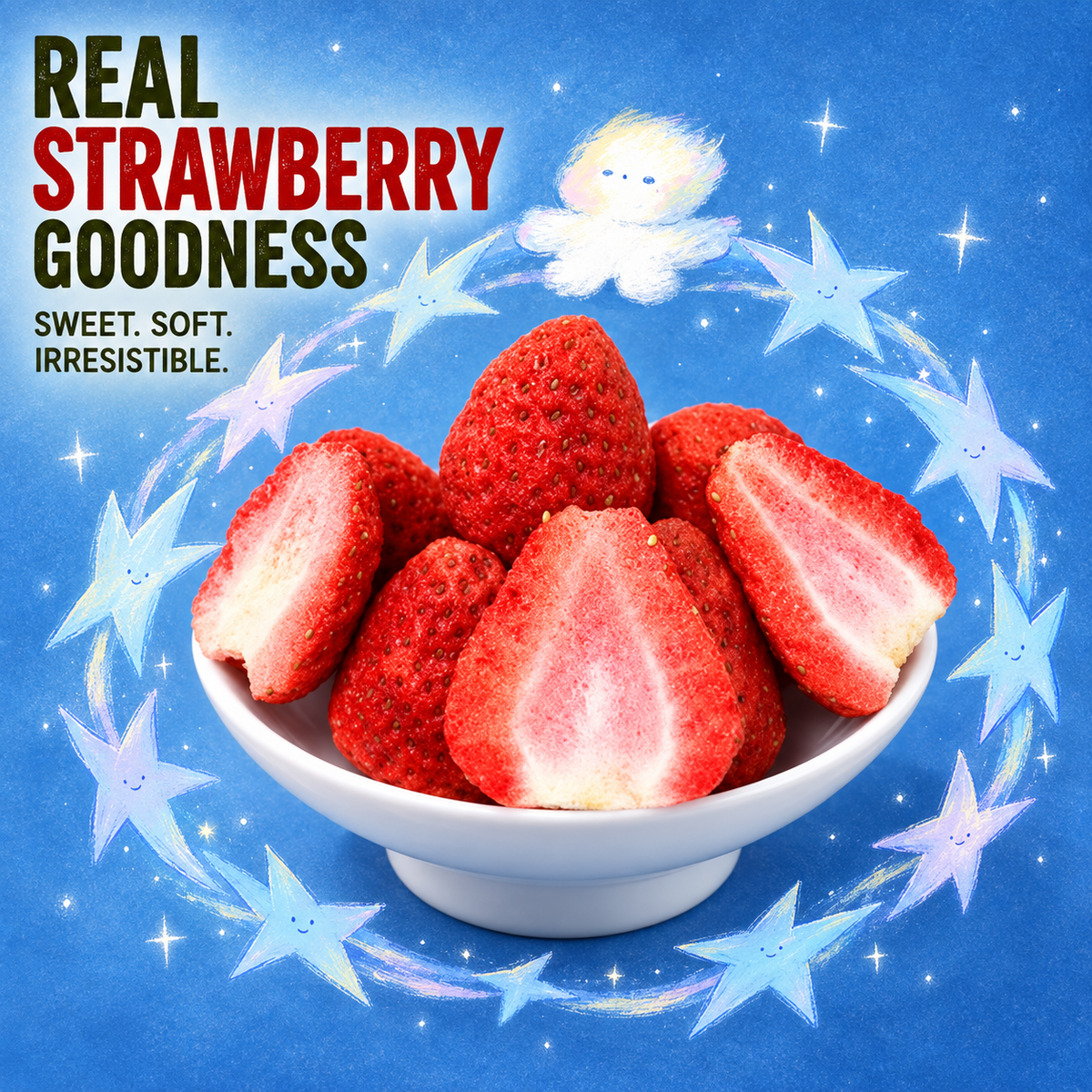 Naturally Sweet Freeze-Dried Strawberries – Crispy, Rich Berry Flavor & Delicious. Pure & Natural, No Additives.——GTR