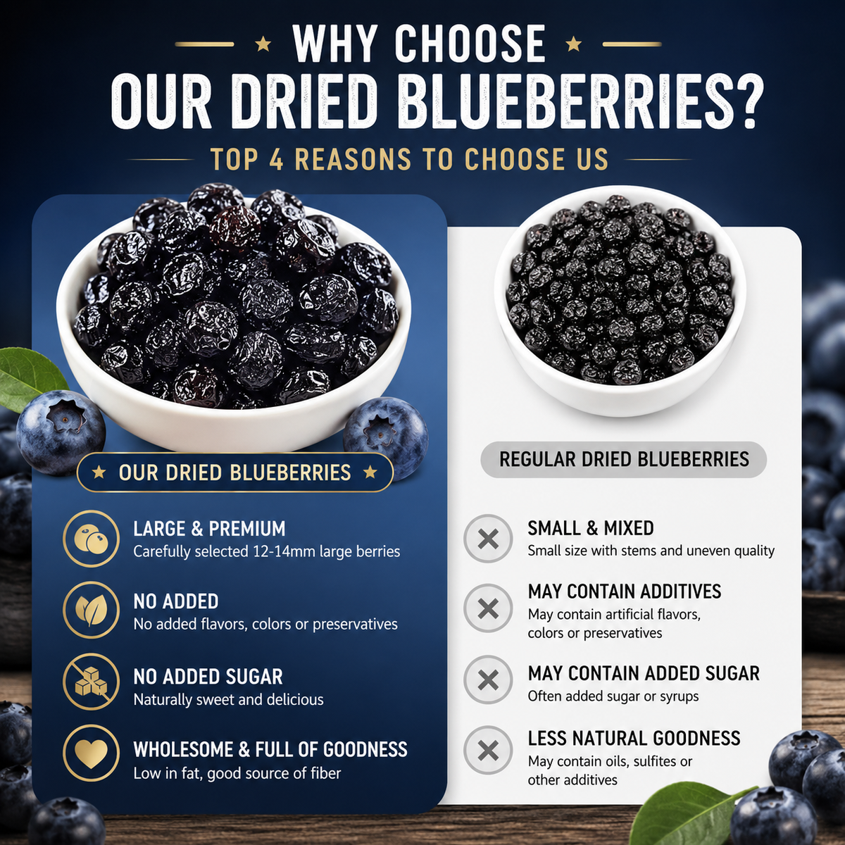 Premium Dried Blueberries -EDC