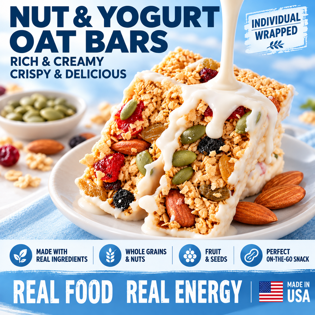 All Natural Yogurt Nut Oat Snack Bars-ouo