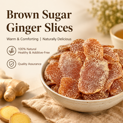 Natural additive-free herbal brown sugar ginger slices—caring for your health.-YOY