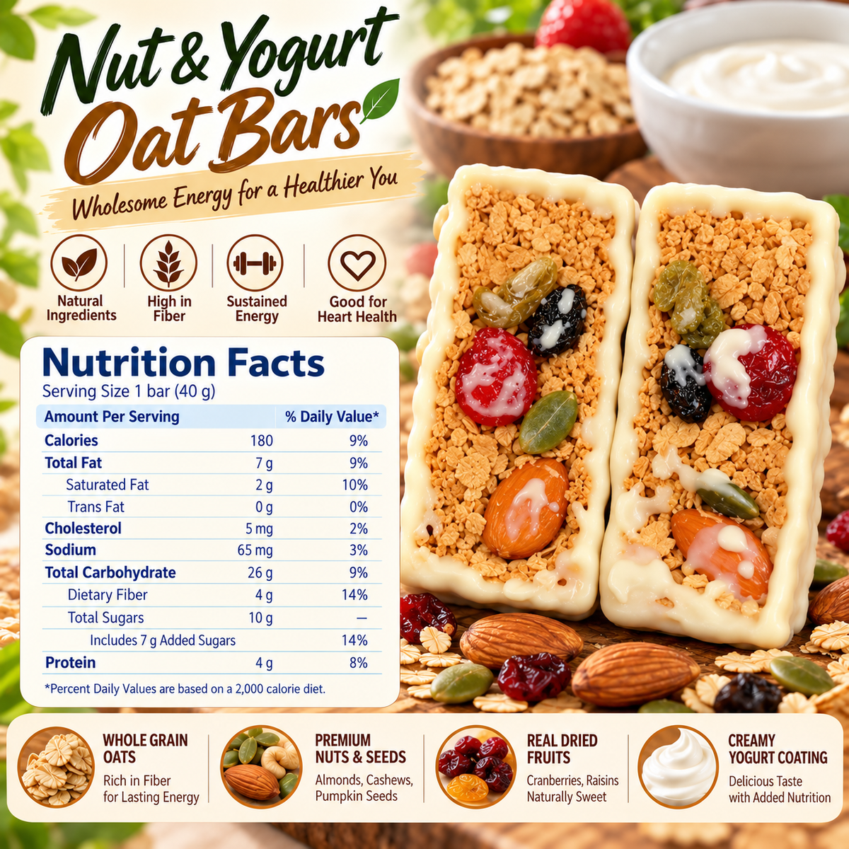 All Natural Yogurt Nut Oat Snack Bars-ouo